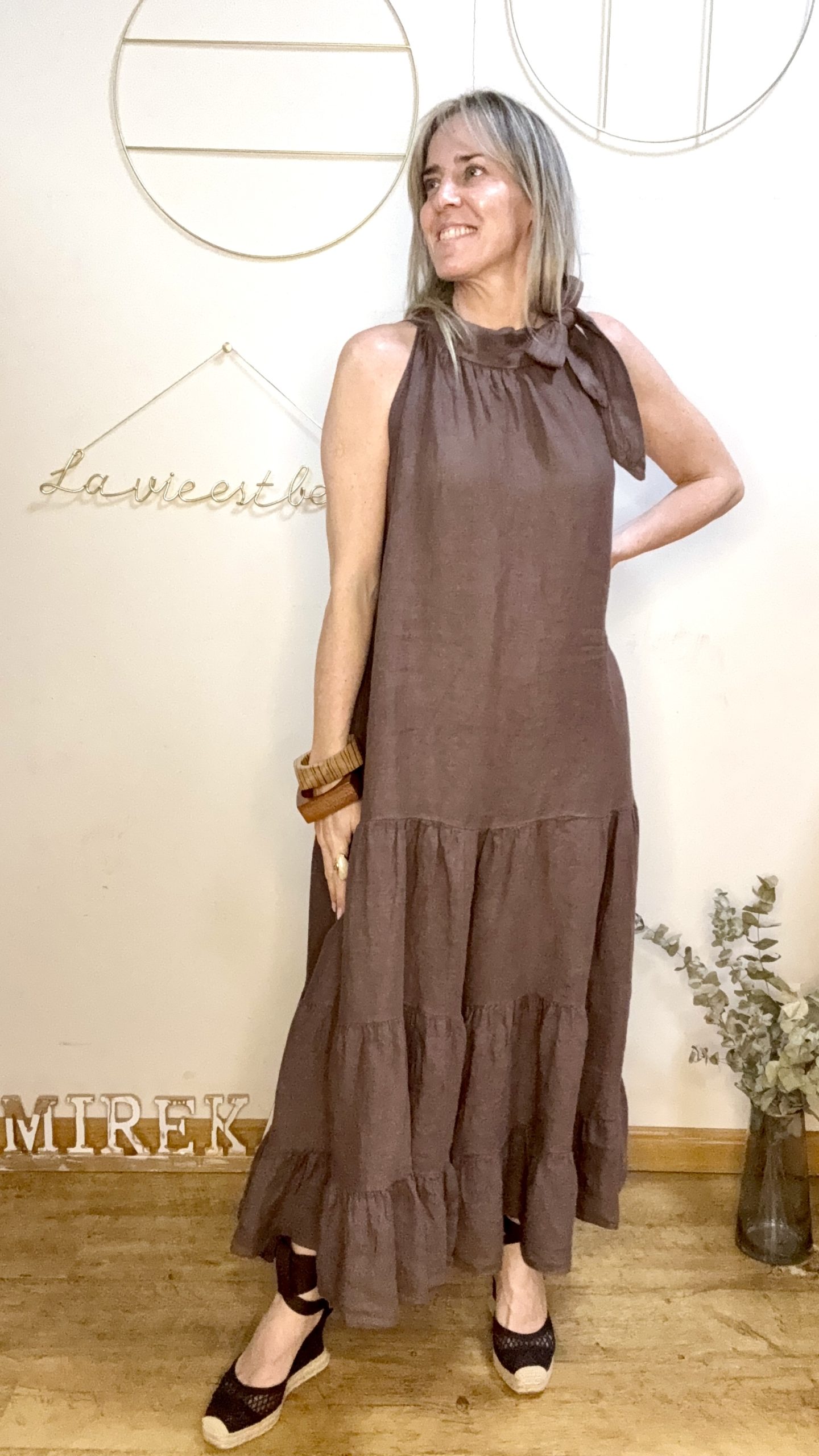 VESTIDO HALTER LINOA